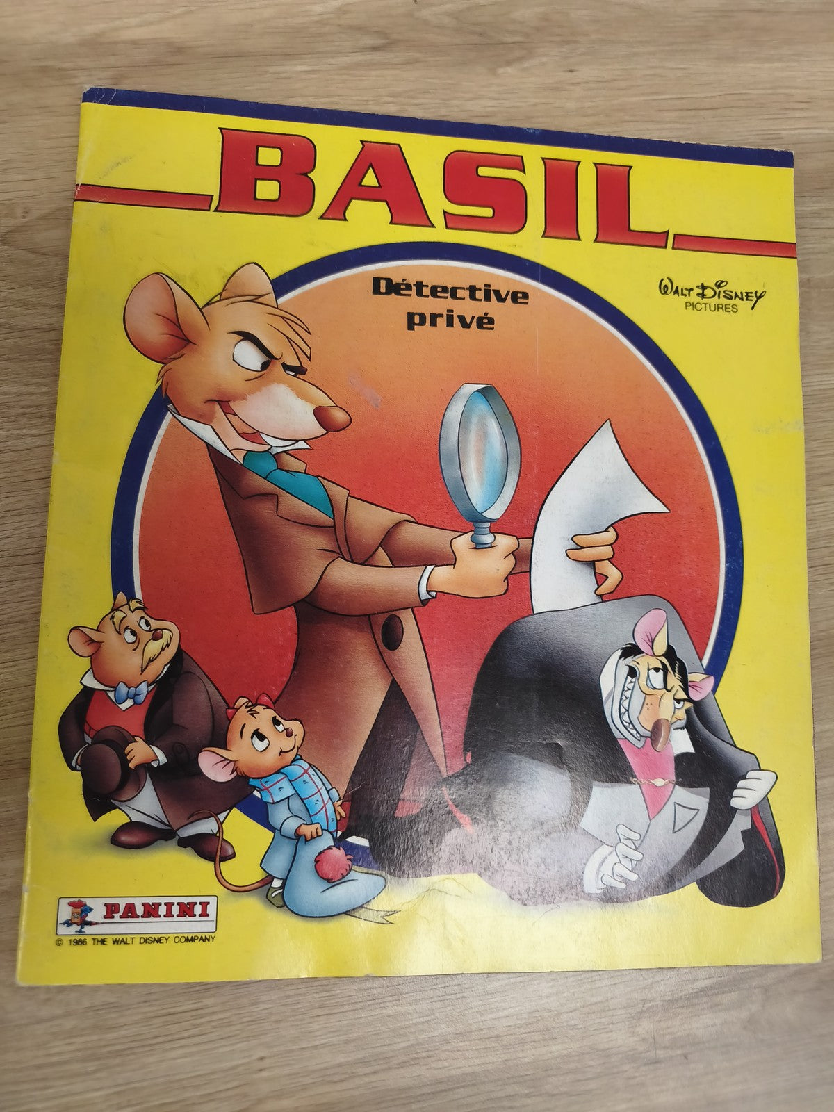 Vintage album Panini incomplet Basil détective privé Disney 1986 collection