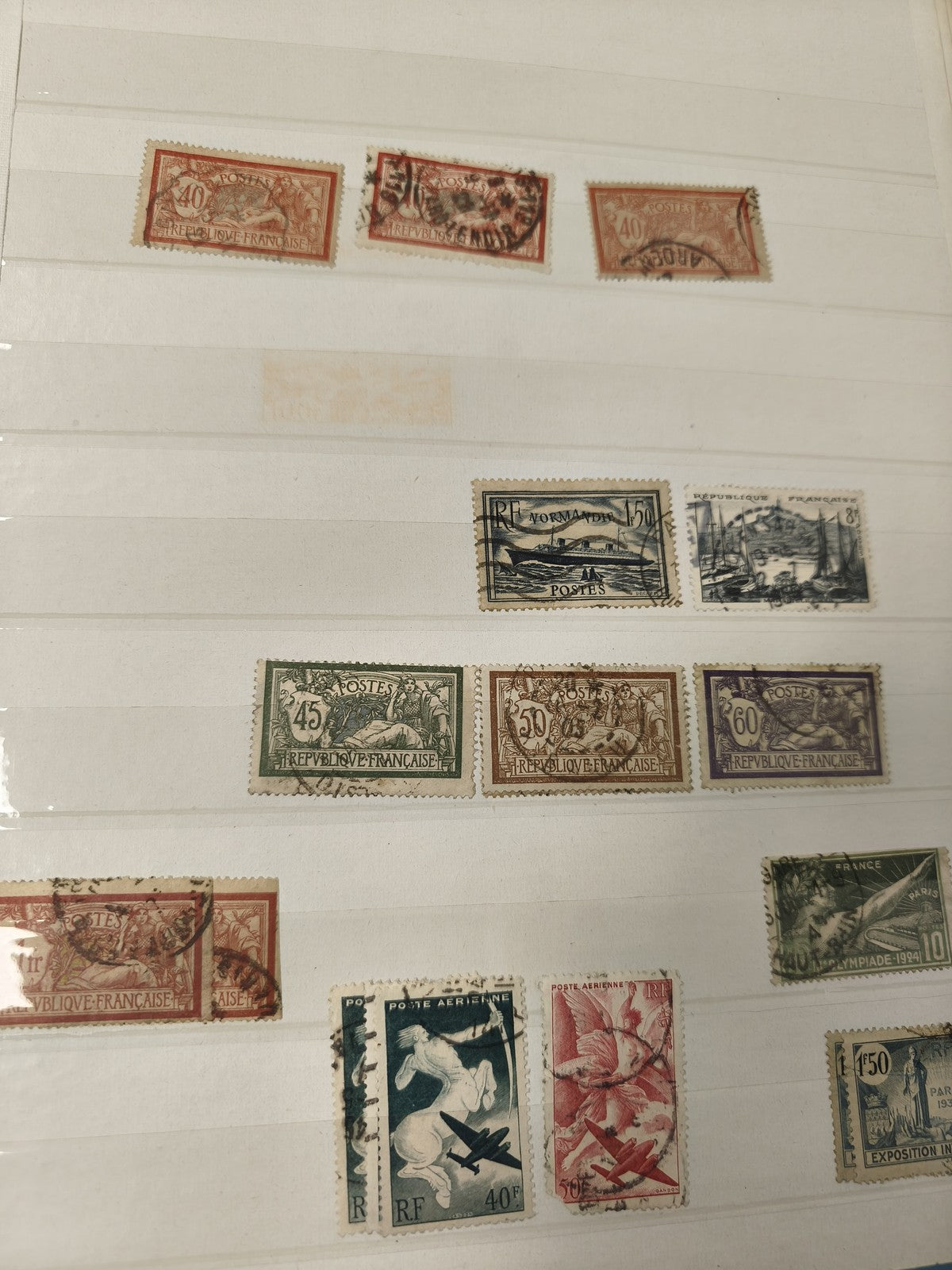 Lot anciens timbres oblitérés France, thématiques variées, collection philatélie