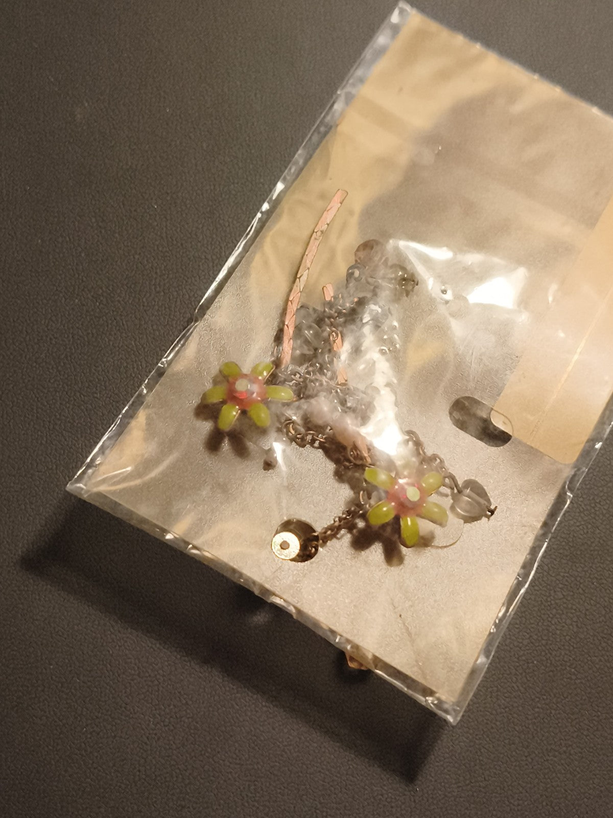 Boucles d’oreilles vintage fleurs chaîne deadstock, pendantes rétro années 70
