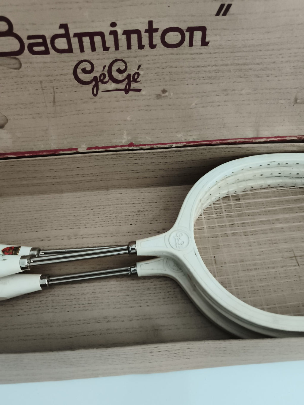 Jeu de raquettes badminton vintage Gégé avec boîte d’origine ancien jouet