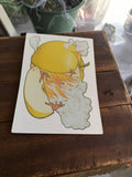 Autocollant Panini vintage années 80, original, illustration œuf explosif