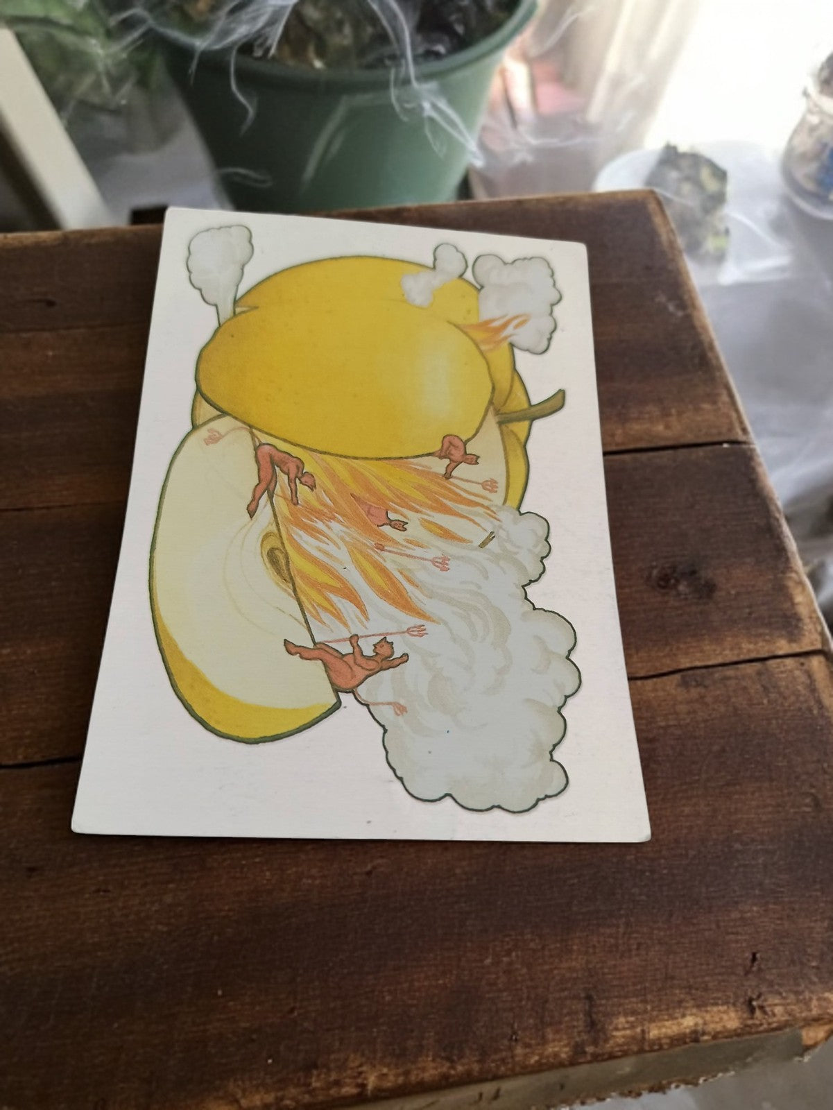Autocollant Panini vintage années 80, original, illustration œuf explosif