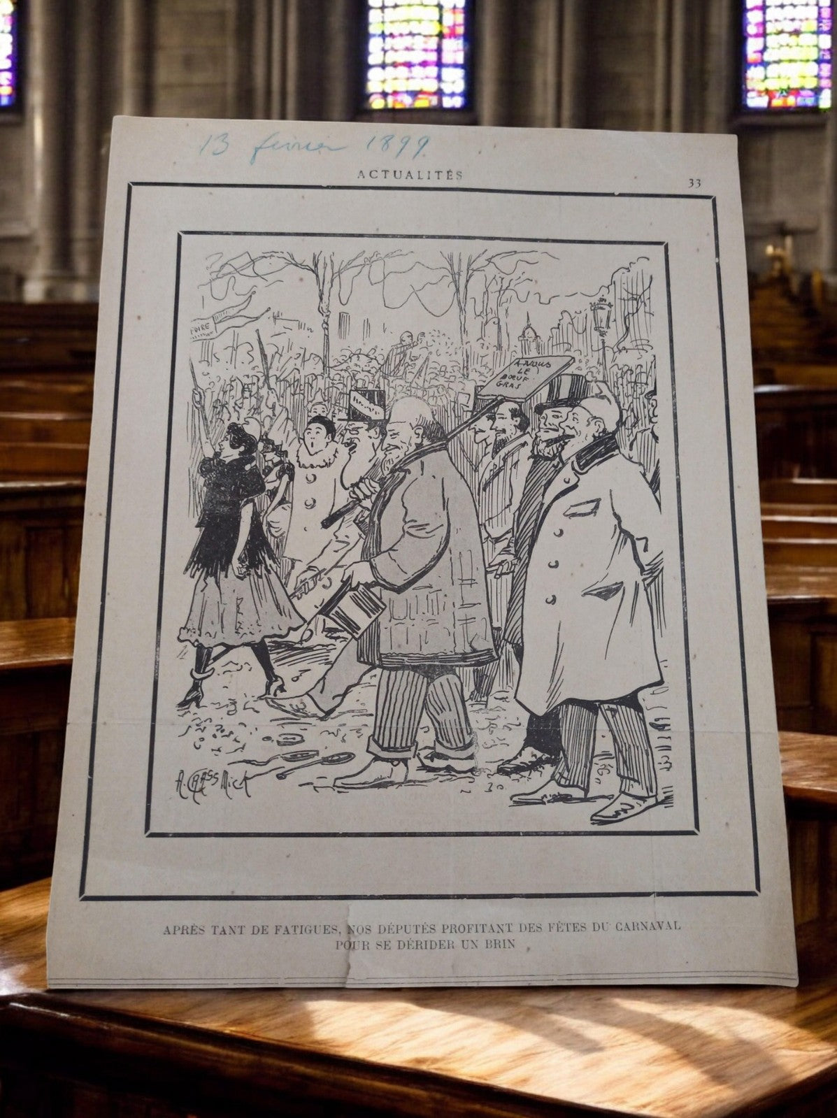 Affiche ancienne 1892 illustration presse satire française dessin A. Grasset vin