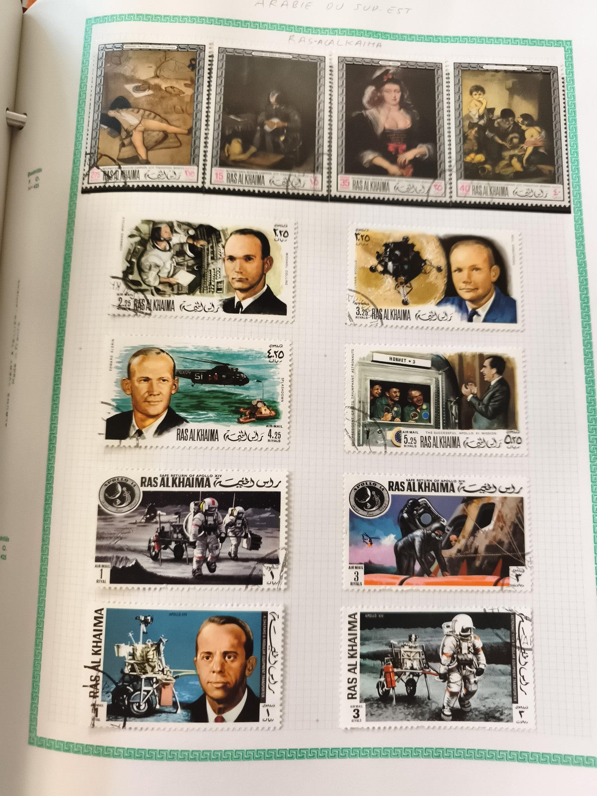 Timbres Ras Al Khaima thématique art et conquête spatiale philatélie