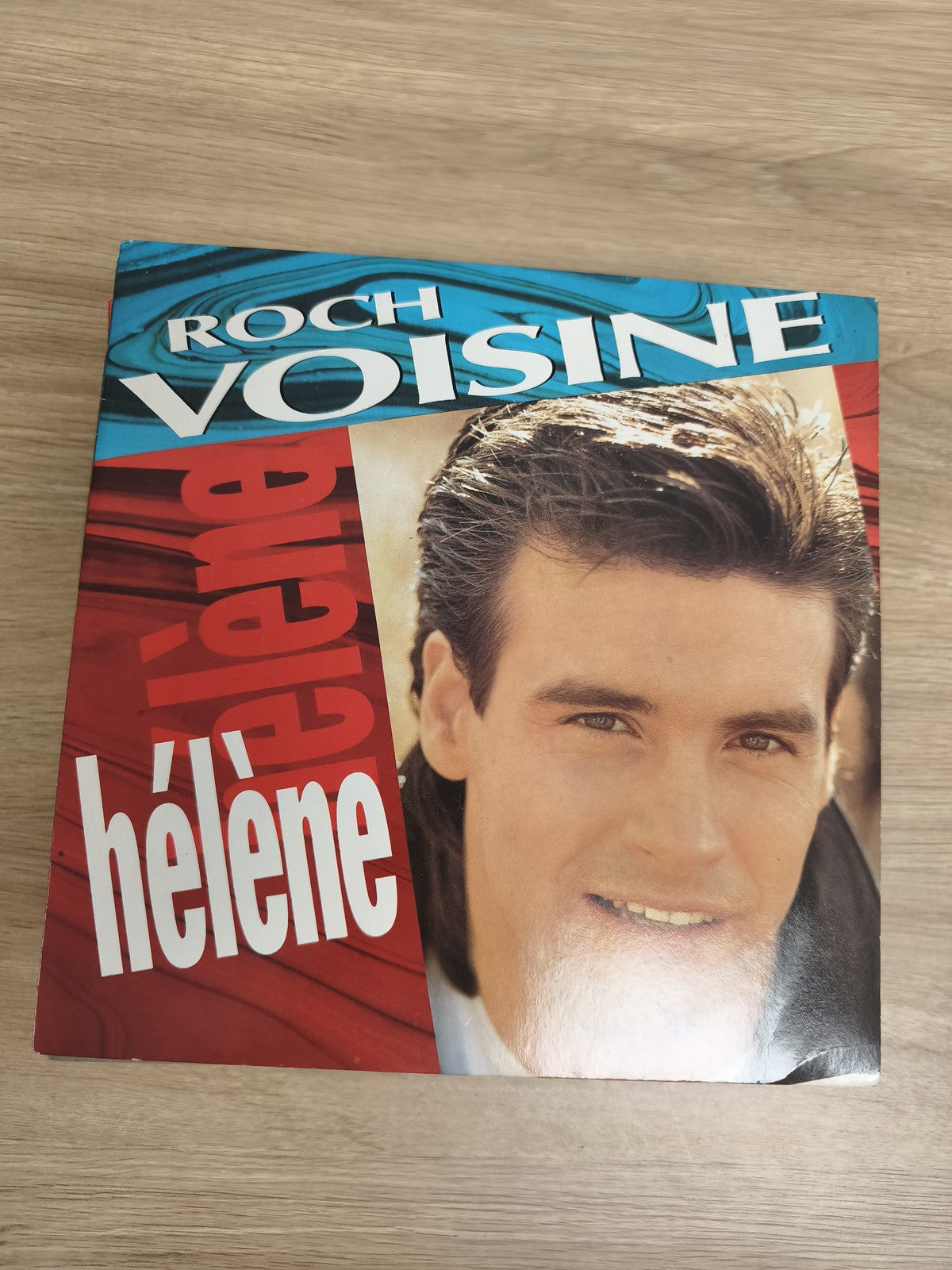Vinyle 45 tours Roch Voisine Hélène pochette couleurs bleu rouge (Ref 2)
