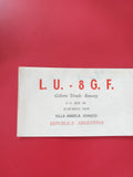 Carte radio LU-8GF Argentine Villa Angela Chaco papier blanc texte rouge