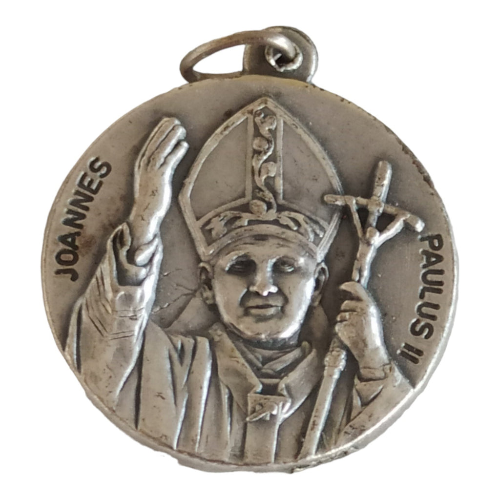 Médaille pendentif vintage Jean Paul II Vatican relief rond religieux