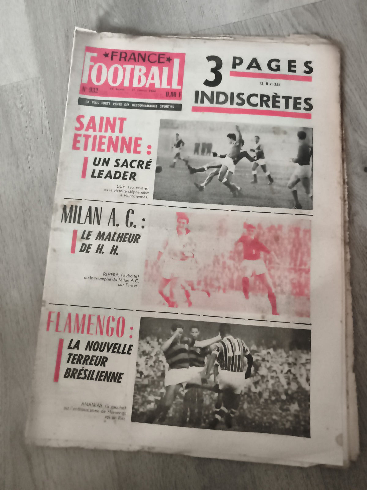 Ancien journal France Football n°932 Saint-Étienne Milan AC Flamengo vintage