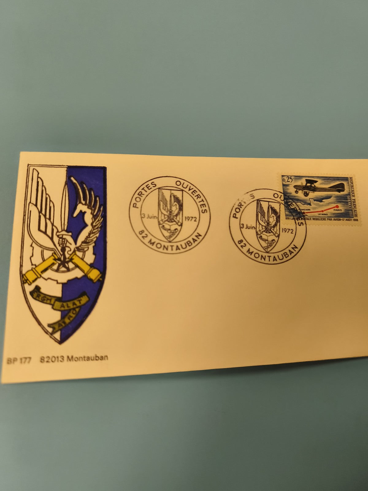 Enveloppe premier jour Montauban 1972 Portes Ouvertes timbre avion FDC