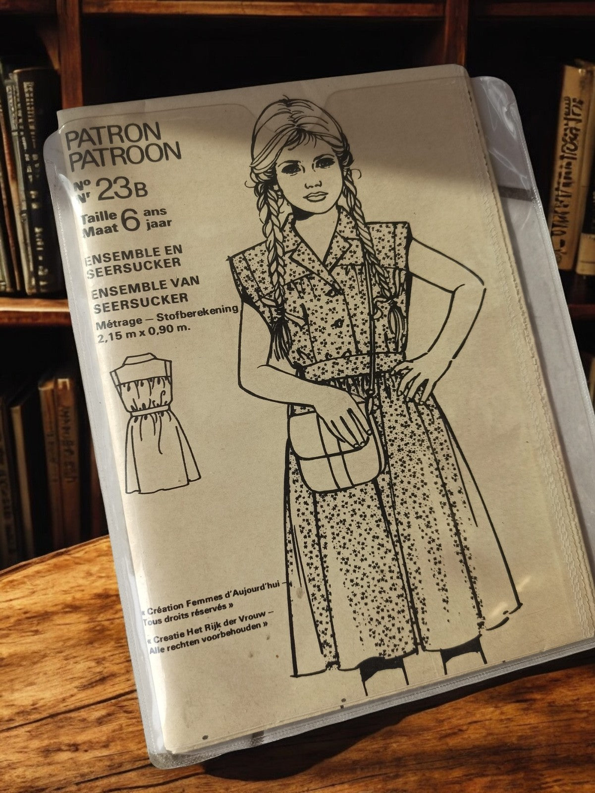 Patron couture vintage 23B fille 6 ans robe seersucker ancien modèle