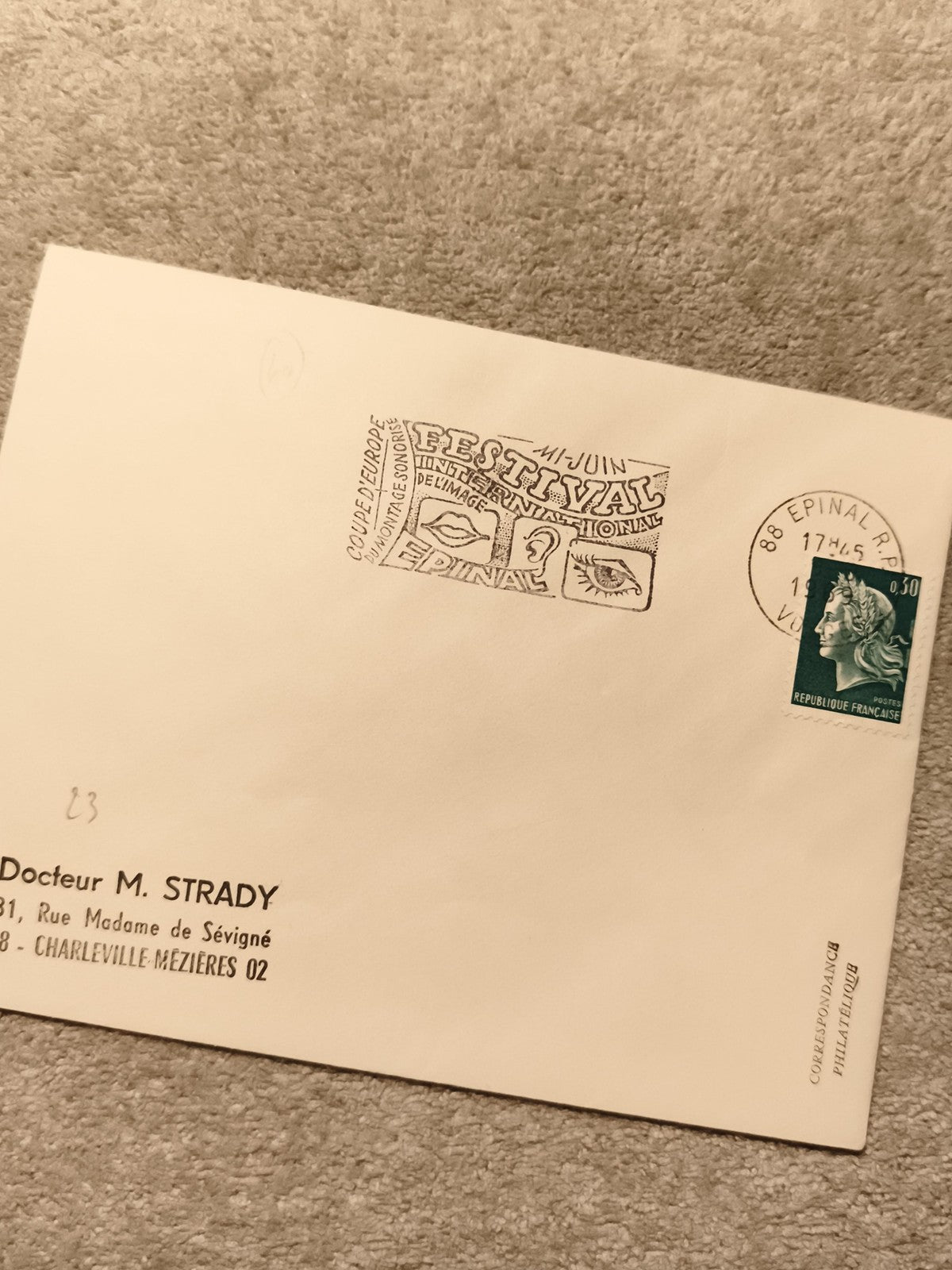 Lettre Festival International de l’Image Épinal 1975, oblitération philatélie (R