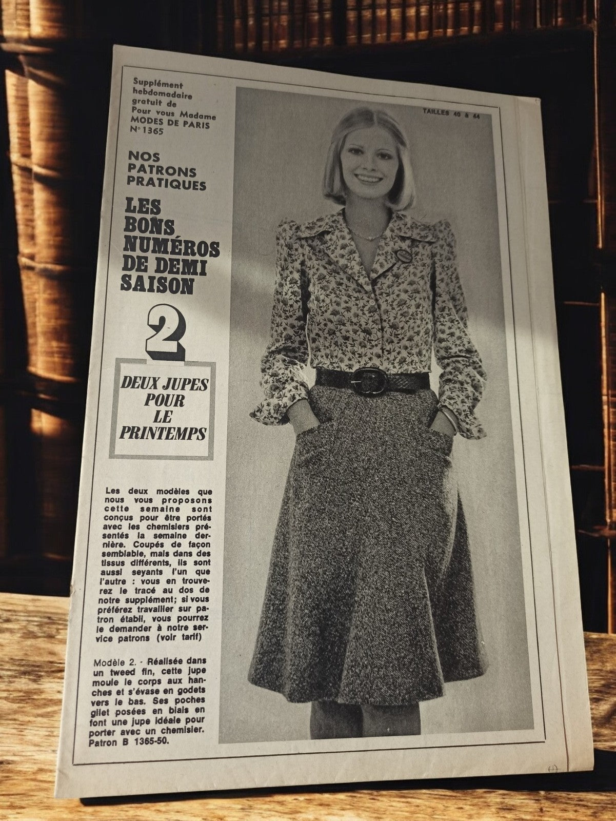 Patron couture ancien Modes de Paris jupe printemps vintage rétro années 70