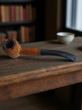 Pipe ancienne en bois courbe vintage, foyer rustique, collection fumeur