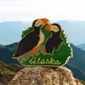 Broche vintage Alaska macareux émaillés, badge rétro oiseaux souvenir