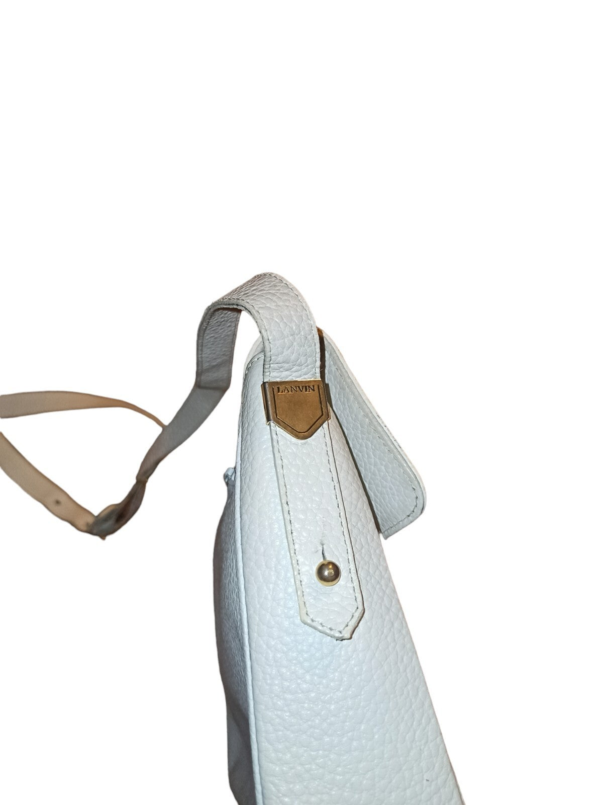 Sac bandoulière Lanvin vintage blanc, fermeture à rabat, authentique