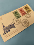 Ancienne enveloppe FDC Vietnam UNESCO 1961 timbres Temple Hanoï philatélie