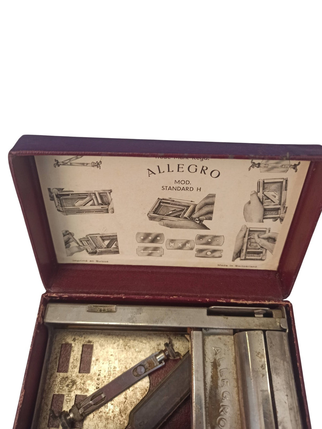 Affûteuse ancienne pour lames de rasoir Allegro vintage, accessoire rasage rétro