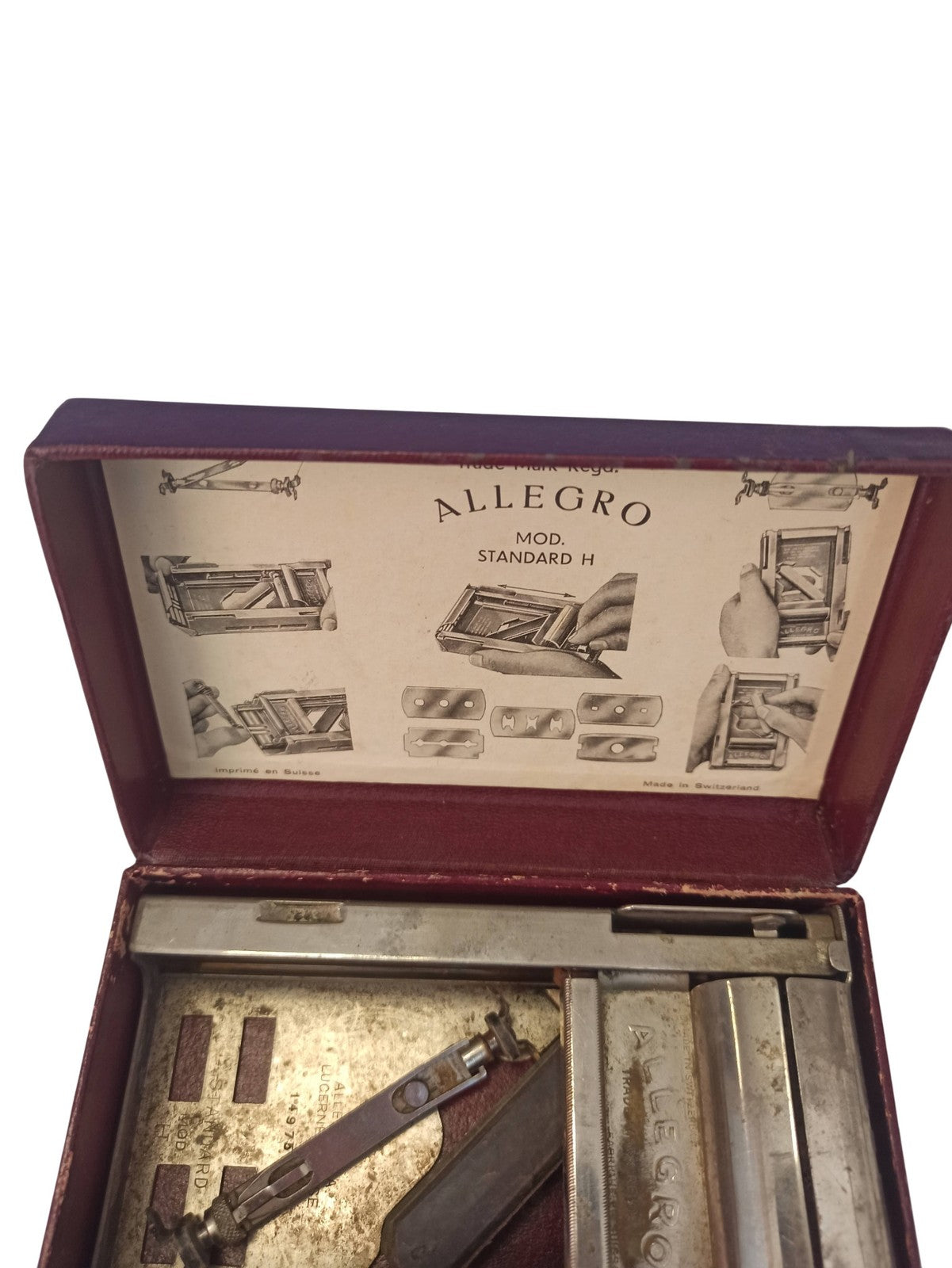 Affûteuse ancienne pour lames de rasoir Allegro vintage, accessoire rasage rétro