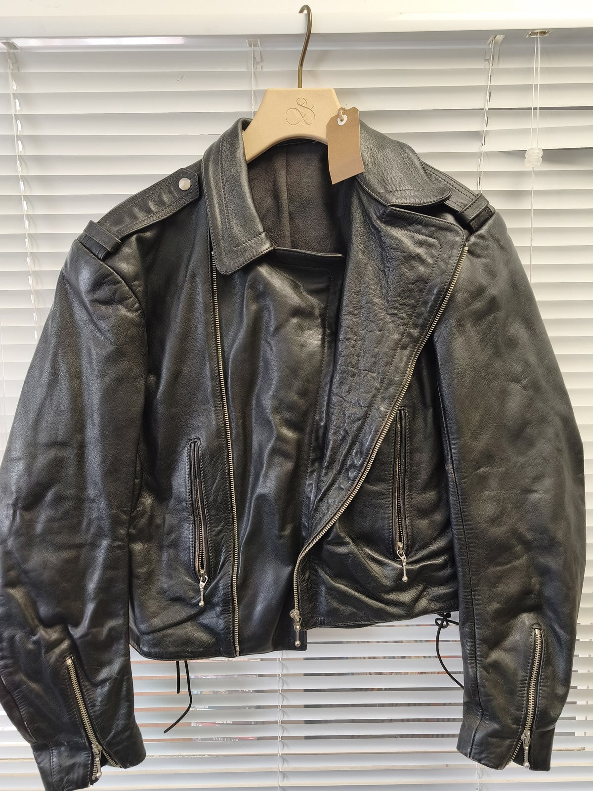 Blouson vintage homme Rob Amsterdam cuir véritable ancien taille M rétro collect