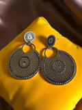 Boucles d’oreilles rondes vintage rétro, finition métal ciselé, style bohème