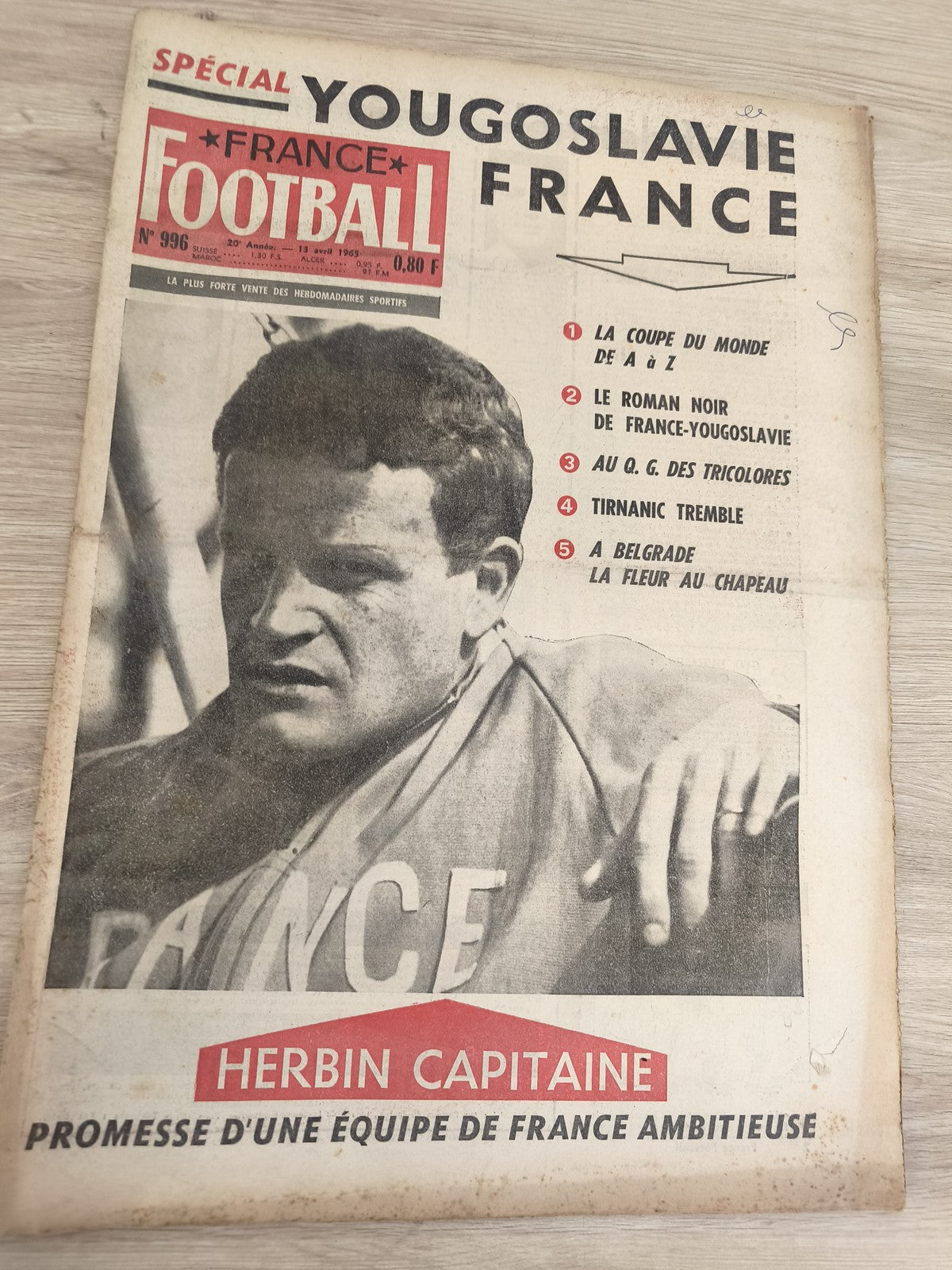 Ancien journal France Football 1965 Yougoslavie France vintage OM collection