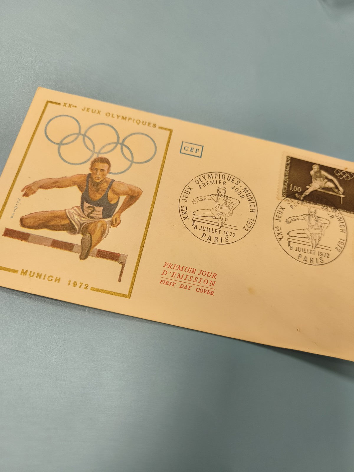 Enveloppe FDC Jeux Olympiques Munich 1972 athlétisme timbre premier jour