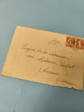 Ancienne enveloppe timbrée oblitérée France, écriture manuscrite, philatélie