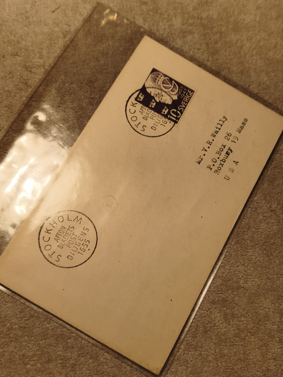 Lettre affranchie Suède 1955 timbre 10 öre Stockholm philatélie (Ref 27)