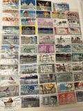 Lot de timbres philatélie oblitérés USA multicolores thèmes variés (support non
