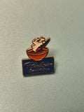 Pin's vintage Poulain Grand-Mère émaillé bol orange bleu collection