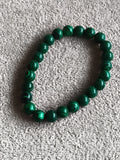 Bracelet perles vertes aspect malachite pierres naturelles élastique
