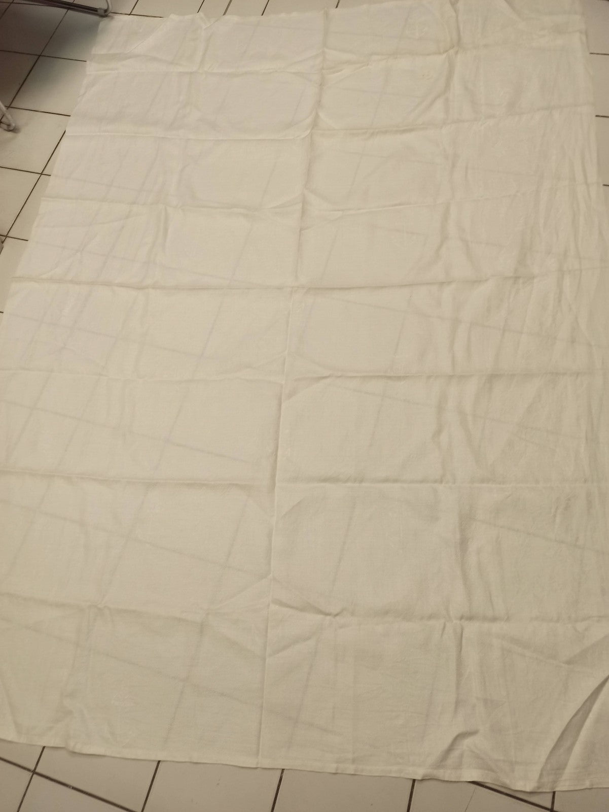 Rare drap de lit ancien brodé ancre marine fin XIXe vintage rétro collection