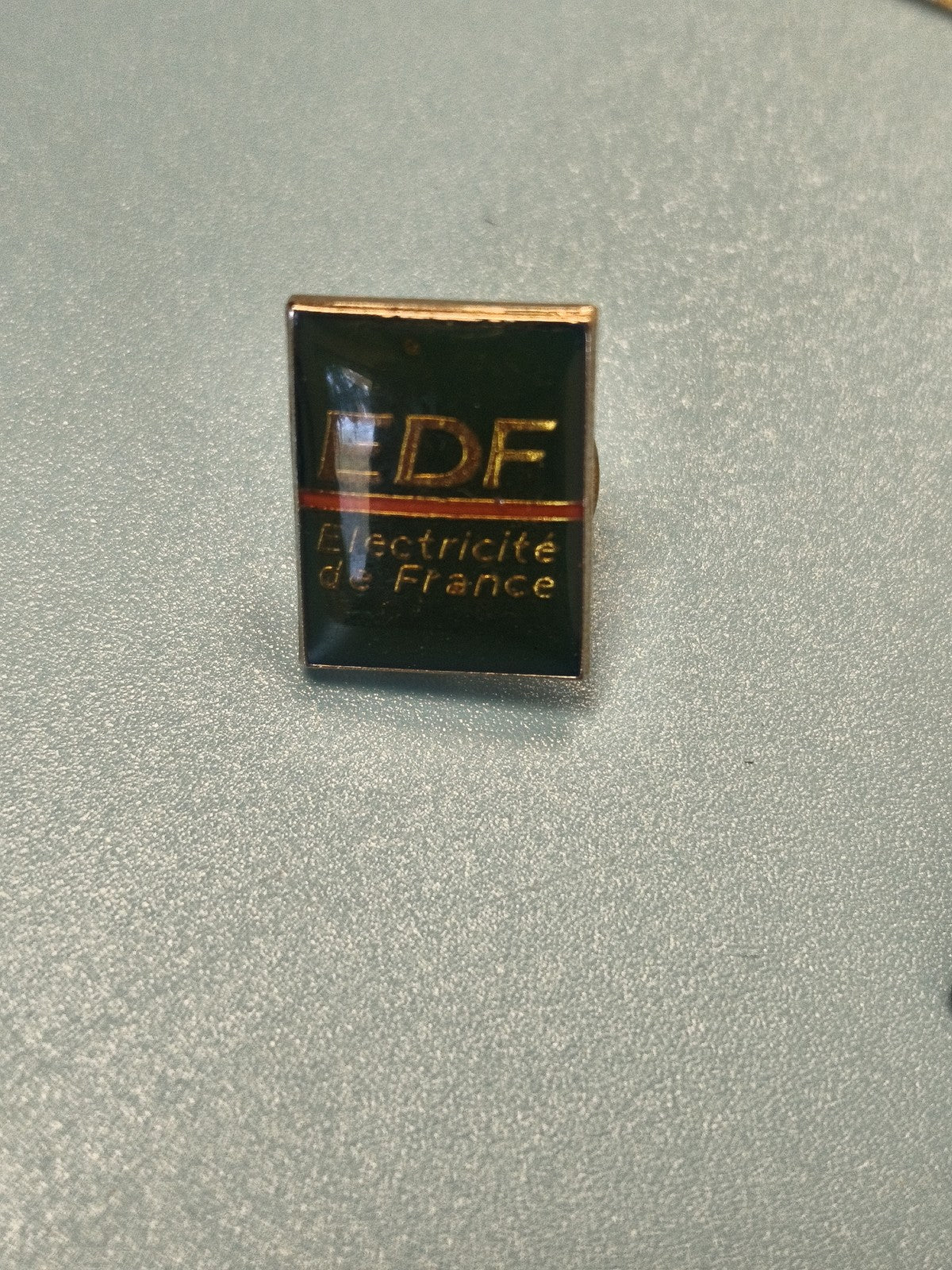 Vintage pin's EDF Electricité de France carré émaillé logo ancien collection