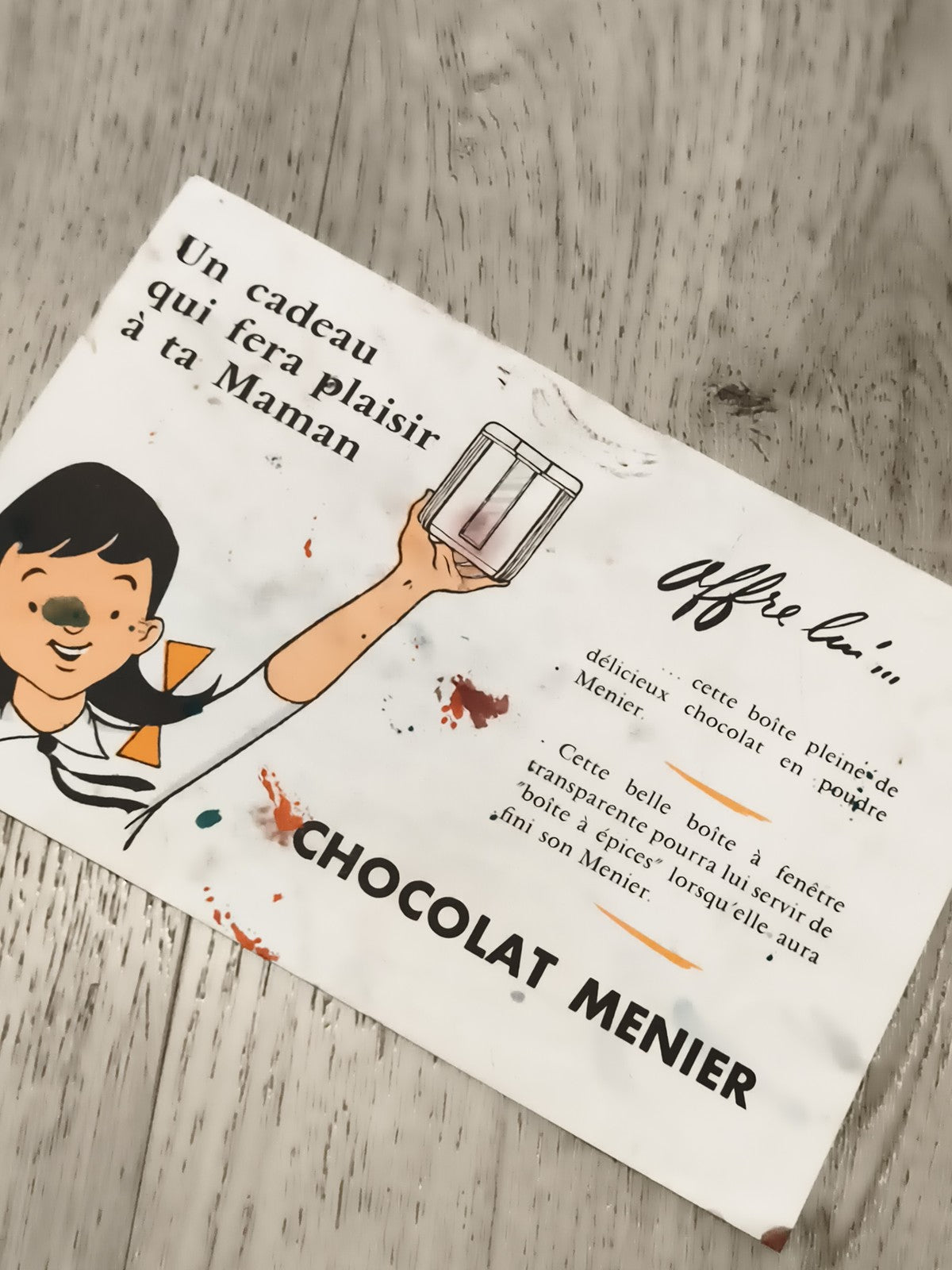 Affiche publicitaire ancienne Chocolat Menier, déco vintage, cadeau maman