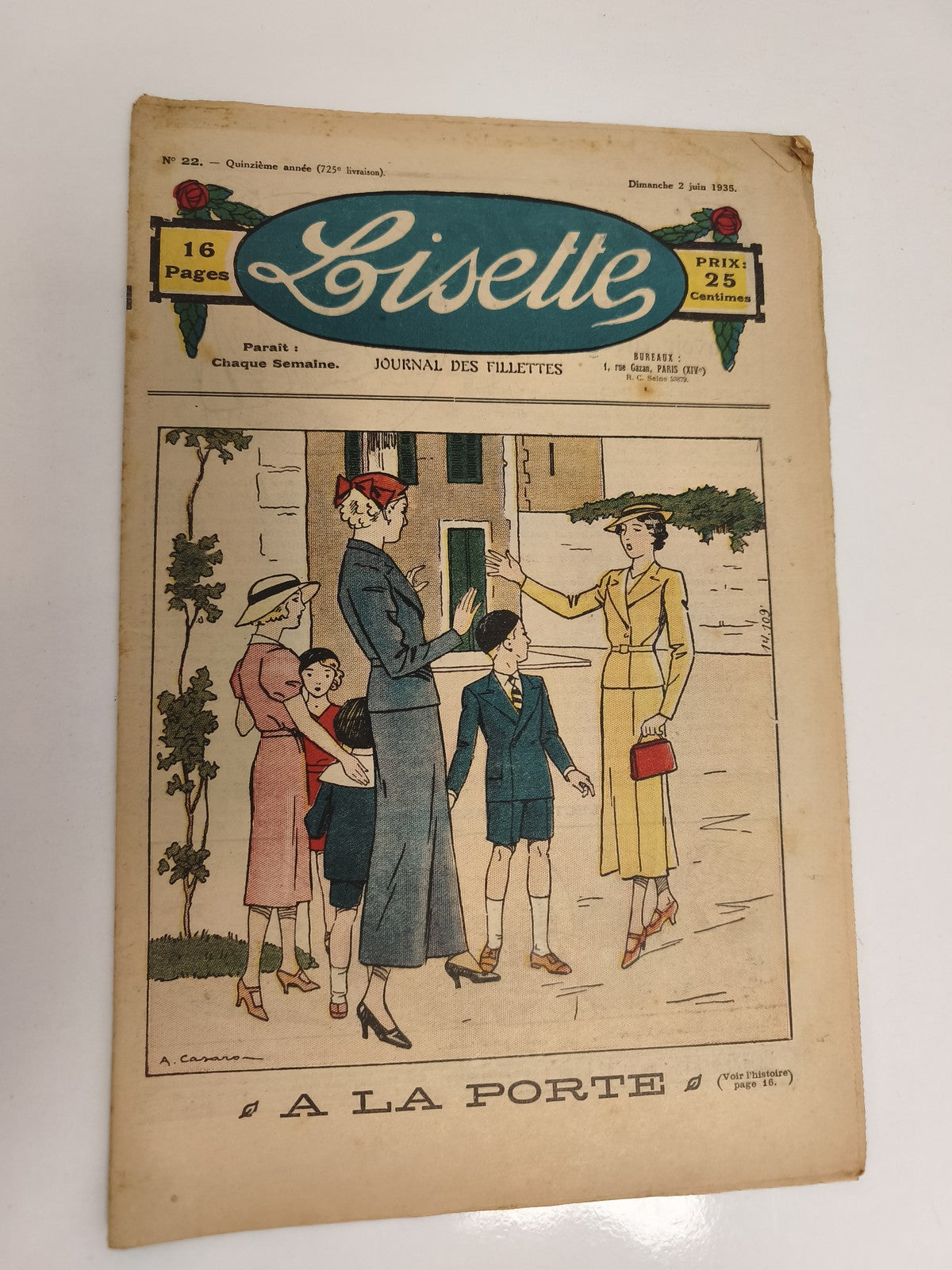 Journal ancien Lisette 1935 couverture illustrée vintage presse jeunesse