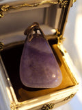 Pendentif vintage améthyste laiton, bijou rétro violet, pierre naturelle