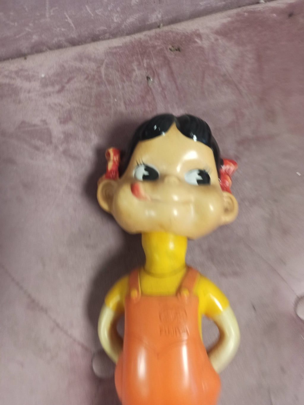 Figurine bobblehead Peko-Chan FUJIYA rétro Japon poupée décorative orange
