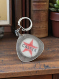 Porte-clés vintage métal Caltex logo étoile rouge rétro publicitaire ancien