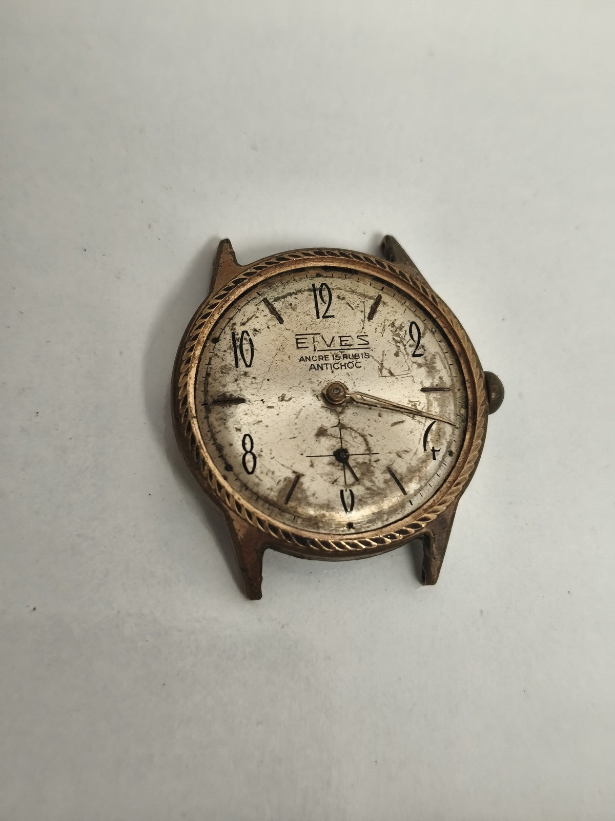 Montre ancienne EVES ancre 15 rubis antichoc vintage cadran patiné