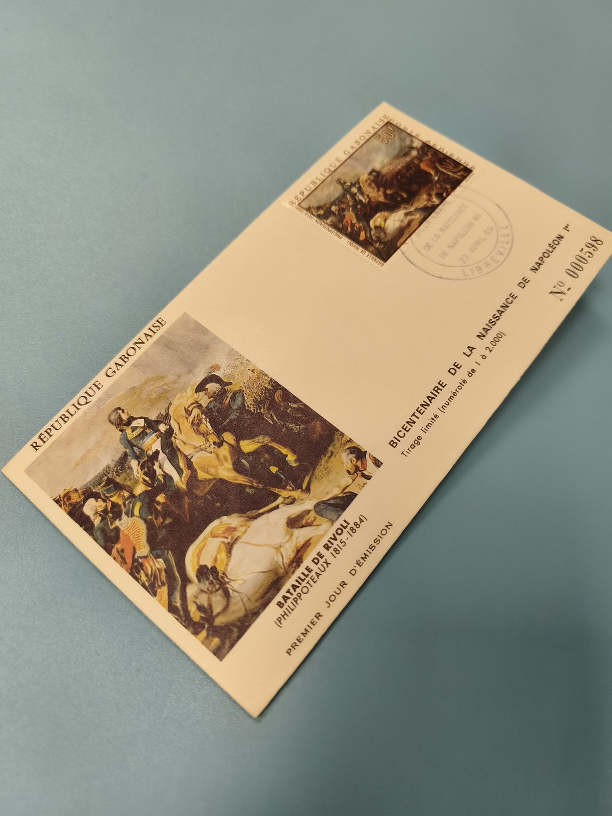 Enveloppe FDC Gabon Bataille de Rivoli Timbre 50F Napoléon 1er premier jour