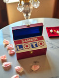 Pin's publicitaire vintage LOTO Samedi années 80 rétro, badge ancien