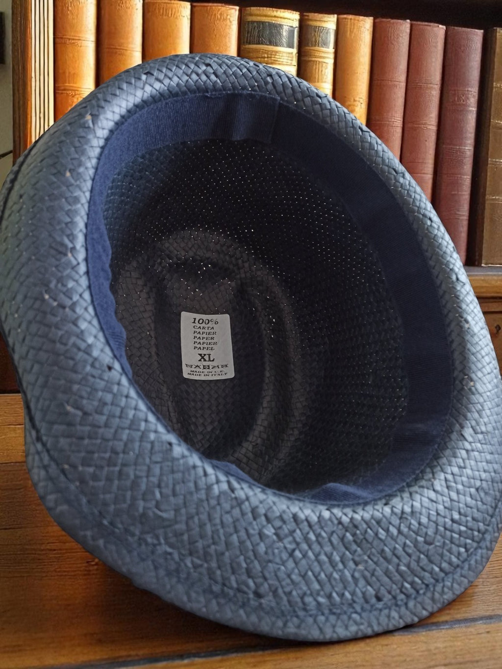 Chapeau homme vintage La Chapellerie noir tressé neuf deadstock Fedora