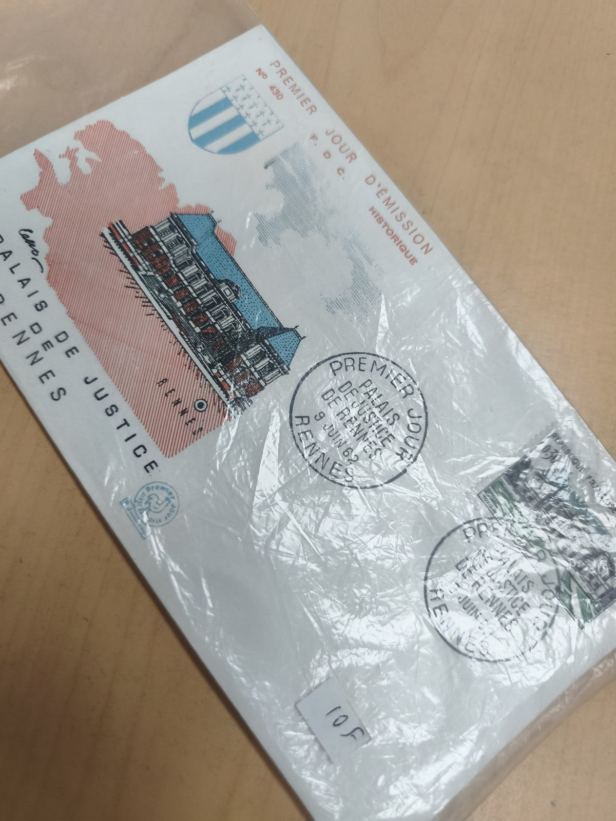 Enveloppe FDC Premier Jour Rennes Palais de Justice 1962 philatélie cachet