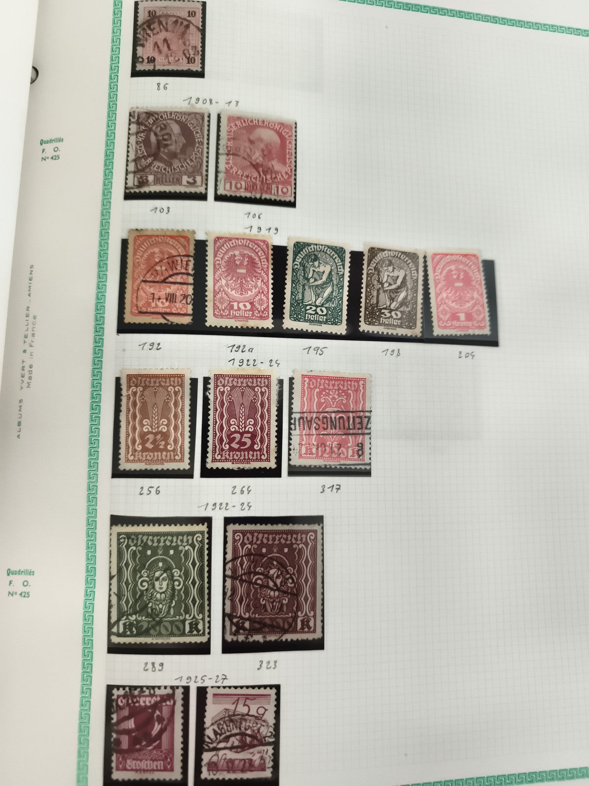 Lot timbres Autriche oblitérés XIXe-XXe philatélie, motifs variés, couleurs