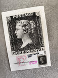 Carte postale Philatélie Penny Black 1840 Philympia 1970 timbre gravé