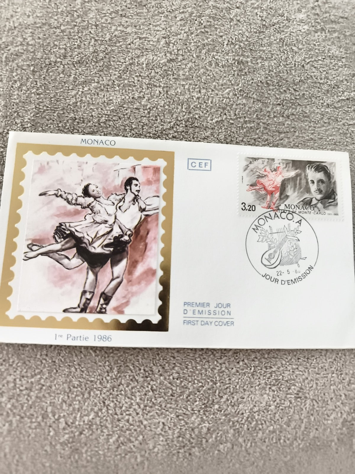 Lettre FDC Monaco 1986 danse ballet timbre 3.20 CEF premier jour philatélie