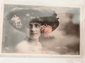 Carte postale ancienne portrait femme chapeau fleurs Ledot WAGNER Paris CPA