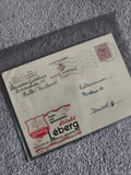 Carte postale publicitaire Léberg minéral, Belgique, timbre 2F, philatélie