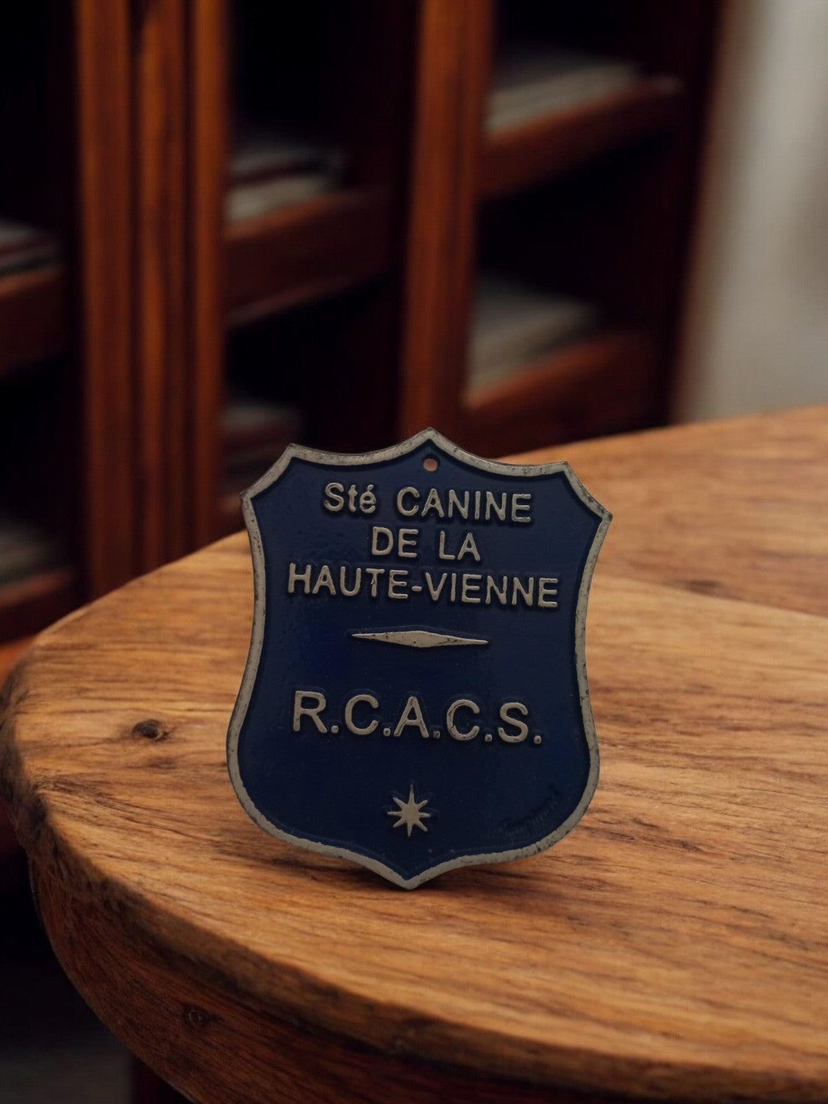 Plaque ancienne métal Société Canine Haute-Vienne RCACS rétro déco chien