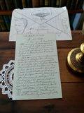 Lettre manuscrite ancienne 1941 WW2 + enveloppe illustrée visage femme vintage
